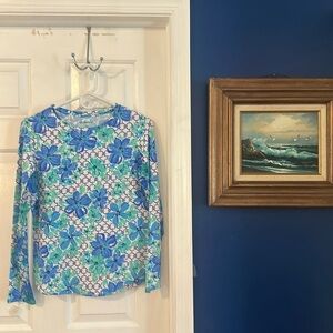 Women’s IBKUL Eloise Print Long Sleeve Floral & Geometric Pattern Athlete Top